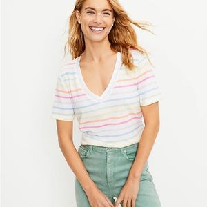 Loft. Striped Everyday V-Neck Tee.